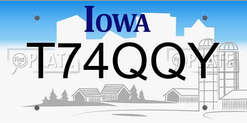 T74QQY Iowa License Plate