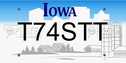 T74STT Iowa License Plate