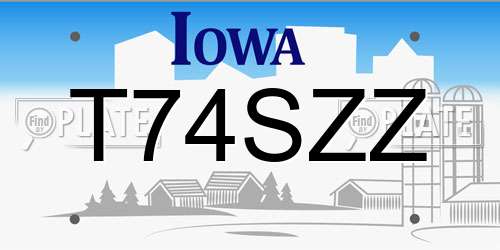 T74SZZ Iowa License Plate