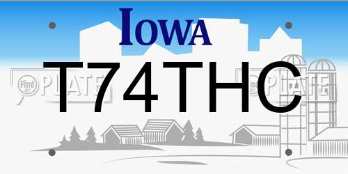 T74THC Iowa License Plate