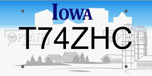 T74ZHC Iowa License Plate