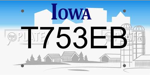 T753EB Iowa License Plate