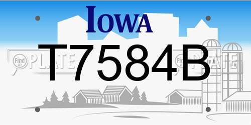 T7584B Iowa License Plate