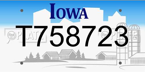 T758723 Iowa License Plate