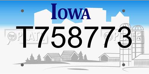 T758773 Iowa License Plate