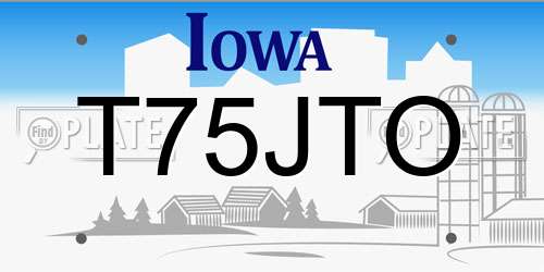 T75JTO Iowa License Plate