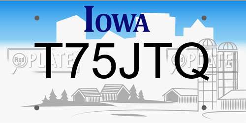 T75JTQ Iowa License Plate