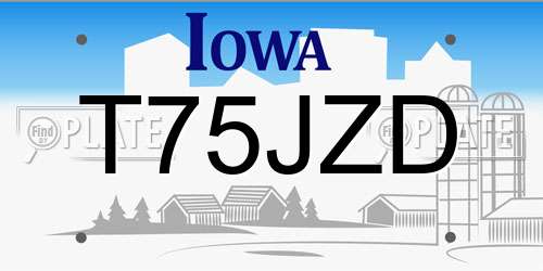 T75JZD Iowa License Plate