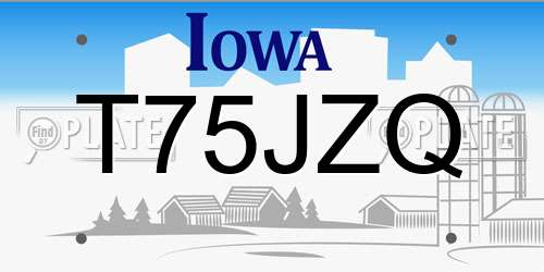 T75JZQ Iowa License Plate