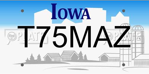 T75MAZ Iowa License Plate