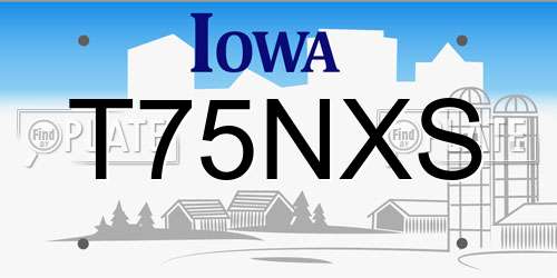 T75NXS Iowa License Plate