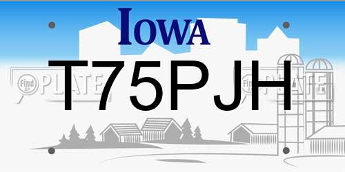 T75PJH Iowa License Plate