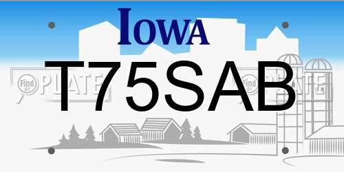 T75SAB Iowa License Plate