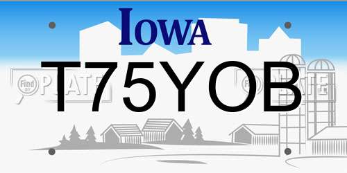 T75YOB Iowa License Plate
