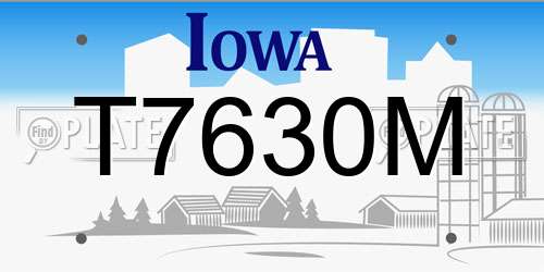 T7630M Iowa License Plate