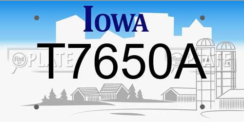 T7650A Iowa License Plate