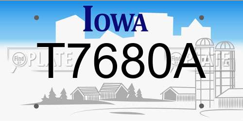 T7680A Iowa License Plate