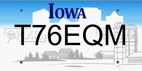 T76EQM Iowa License Plate