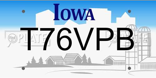 T76VPB Iowa License Plate