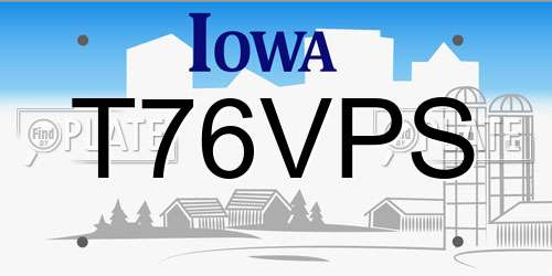 T76VPS Iowa License Plate
