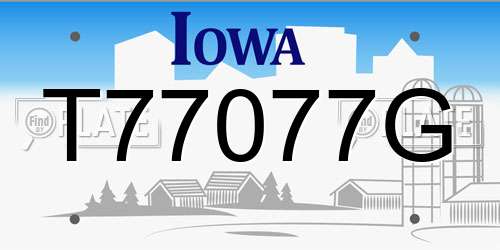 T77077G Iowa License Plate