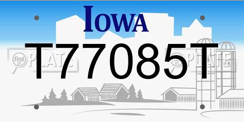 T77085T Iowa License Plate