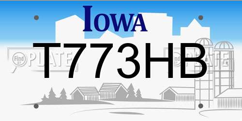 T773HB Iowa License Plate