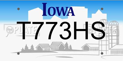 T773HS Iowa License Plate