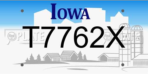 T7762X Iowa License Plate