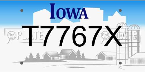T7767X Iowa License Plate