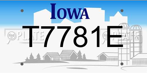 T7781E Iowa License Plate