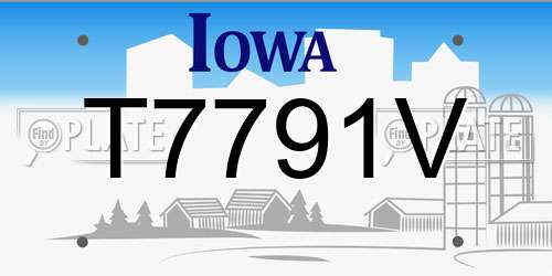 T7791V Iowa License Plate