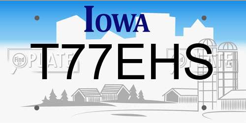 T77EHS Iowa License Plate