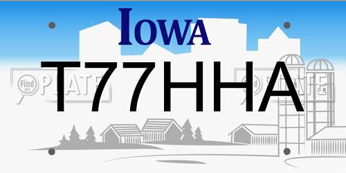 T77HHA Iowa License Plate