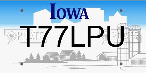 T77LPU Iowa License Plate