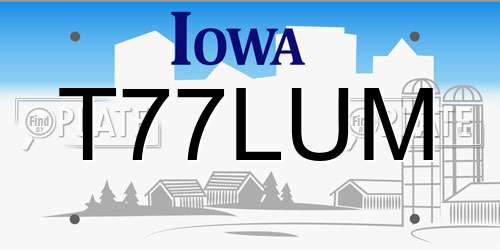 T77LUM Iowa License Plate