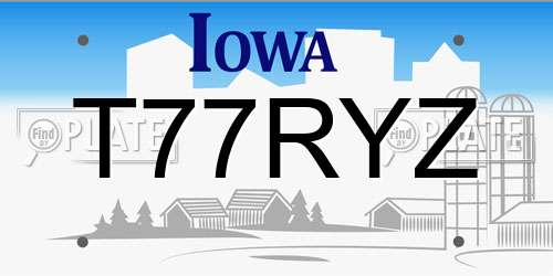 T77RYZ Iowa License Plate