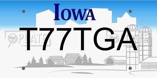 T77TGA Iowa License Plate