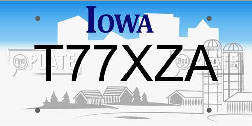 T77XZA Iowa License Plate