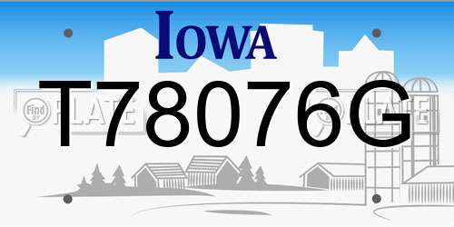 T78076G Iowa License Plate
