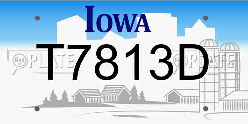 T7813D Iowa License Plate