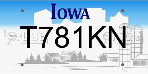 T781KN Iowa License Plate