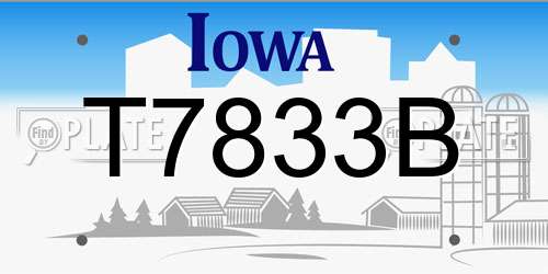 T7833B Iowa License Plate