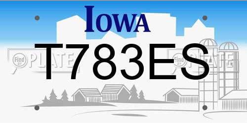 T783ES Iowa License Plate