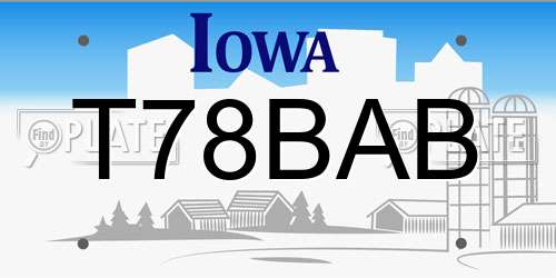T78BAB Iowa License Plate