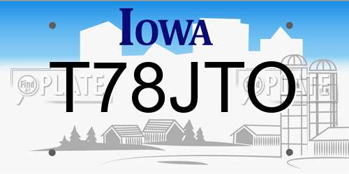 T78JTO Iowa License Plate