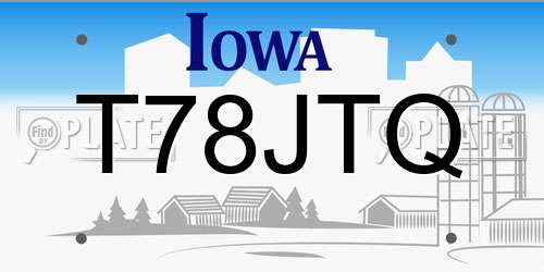 T78JTQ Iowa License Plate