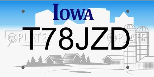 T78JZD Iowa License Plate