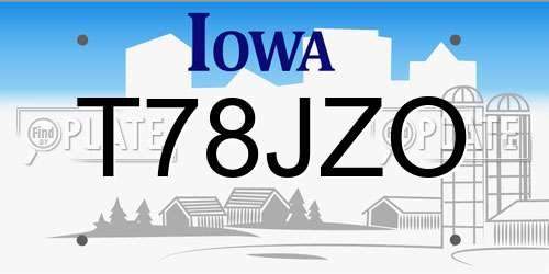 T78JZO Iowa License Plate