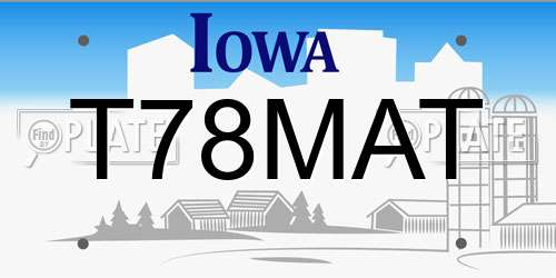 T78MAT Iowa License Plate